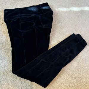 Athleta Black Velour Velvet Pocket Leggings